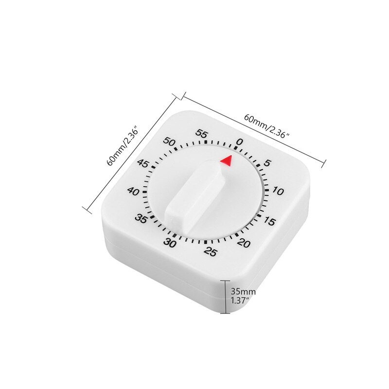 60 Minutes Kitchen Timer Count Square Cooking Up Alarm Sleep Temporizador Clock Mechanical Stopwatch Alarm Down Office Meeting