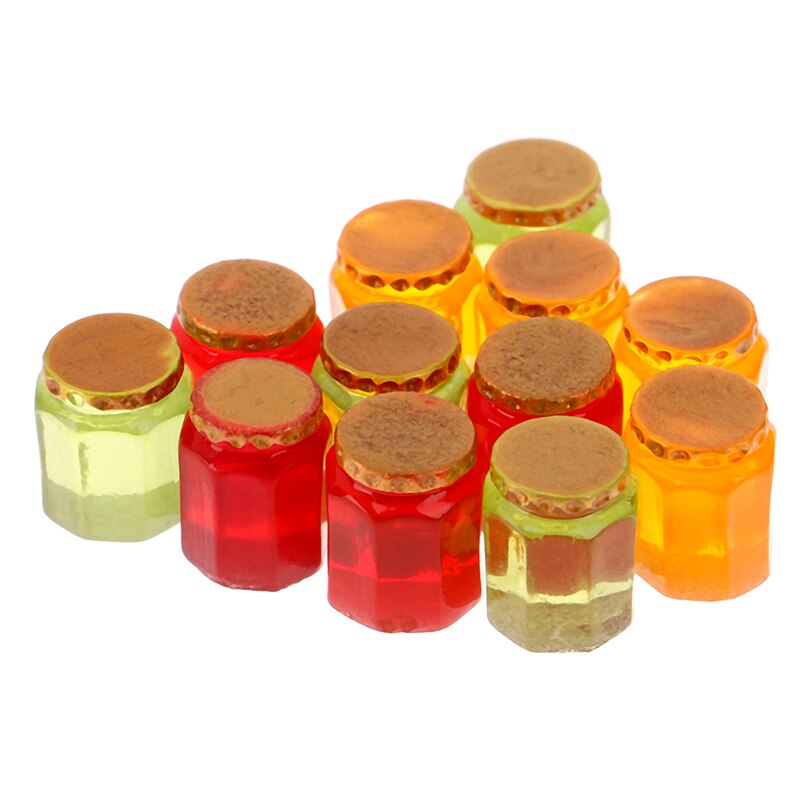 3pz 3D Della Resina di Simulazione Vasetti di Marmellata Bottiglia di Abbellimento per 1/12 Dollhouse cucina ristorante arredamento FAI DA TE Artigianato Giocattoli