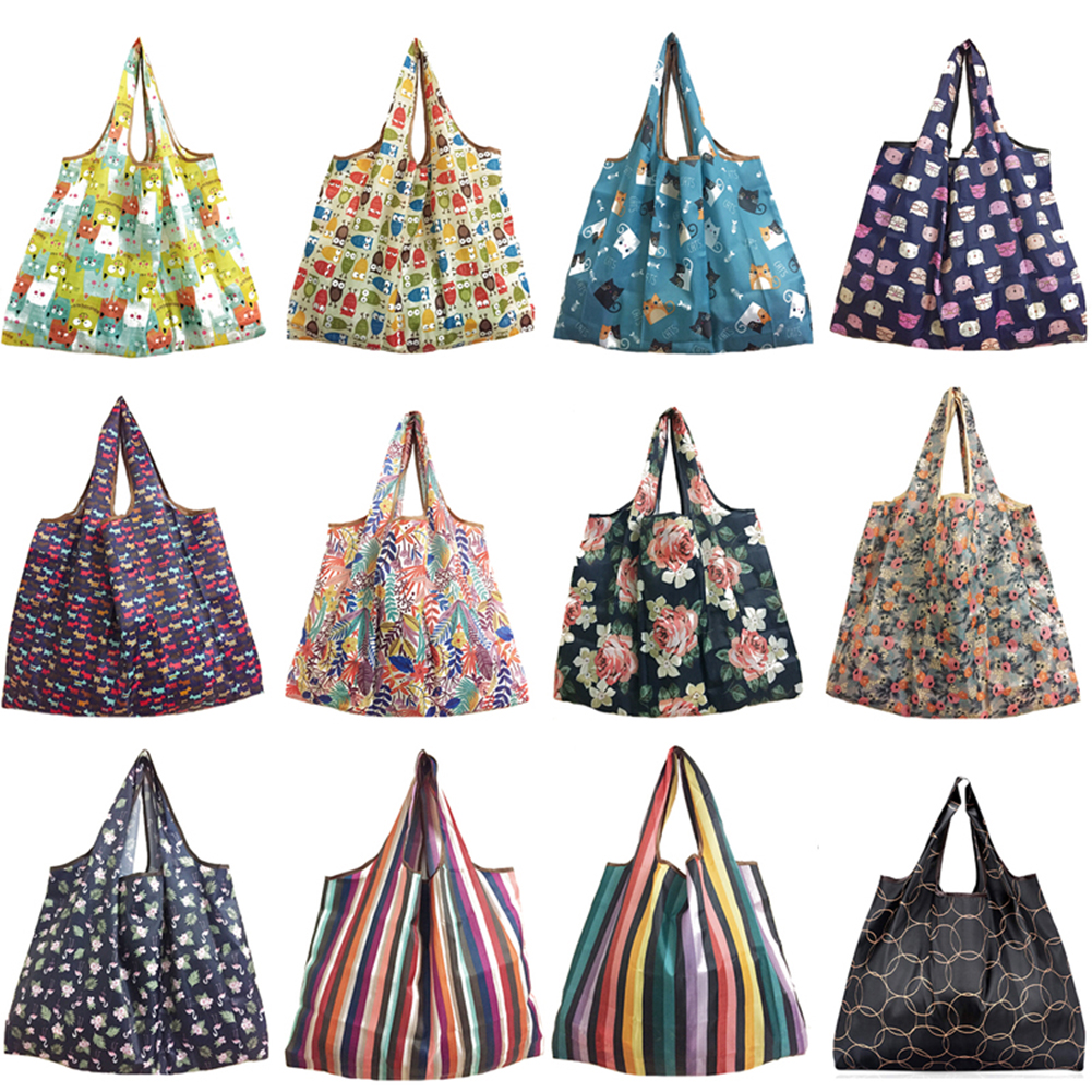 Opvouwbare Boodschappentas Dame Eco Herbruikbare Draagtas Cartoon Bloemen Fruit Groente Kruidenier Shopper bag