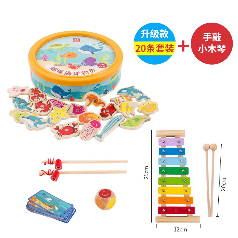 Kinderen Baby Educatief Speelgoed Vis Houten Magnetische Vissen Speelgoed Set Spel voor Kinderen met Box: 44.8