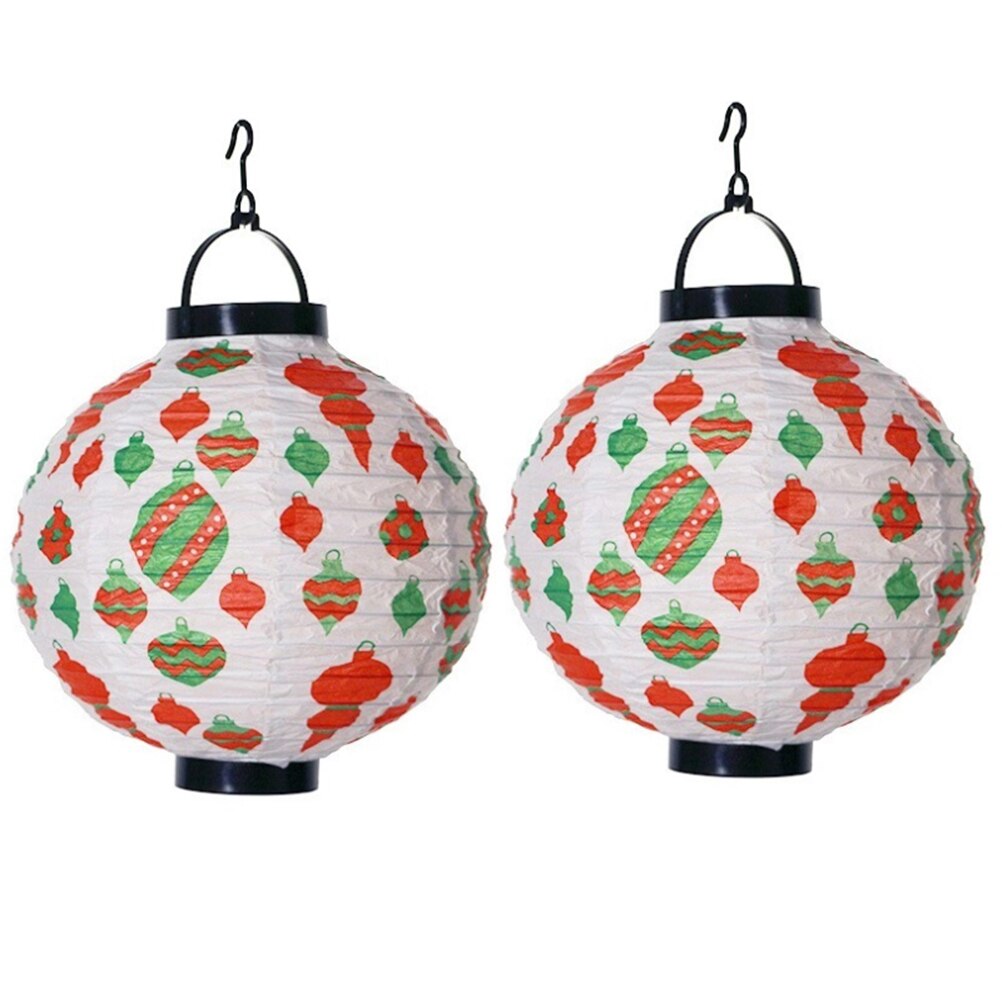 2pcs Christmas Luminous Paper Lantern Hangable Paper Lantern Christmas Scene Layout Decorations Not Battery: color 4
