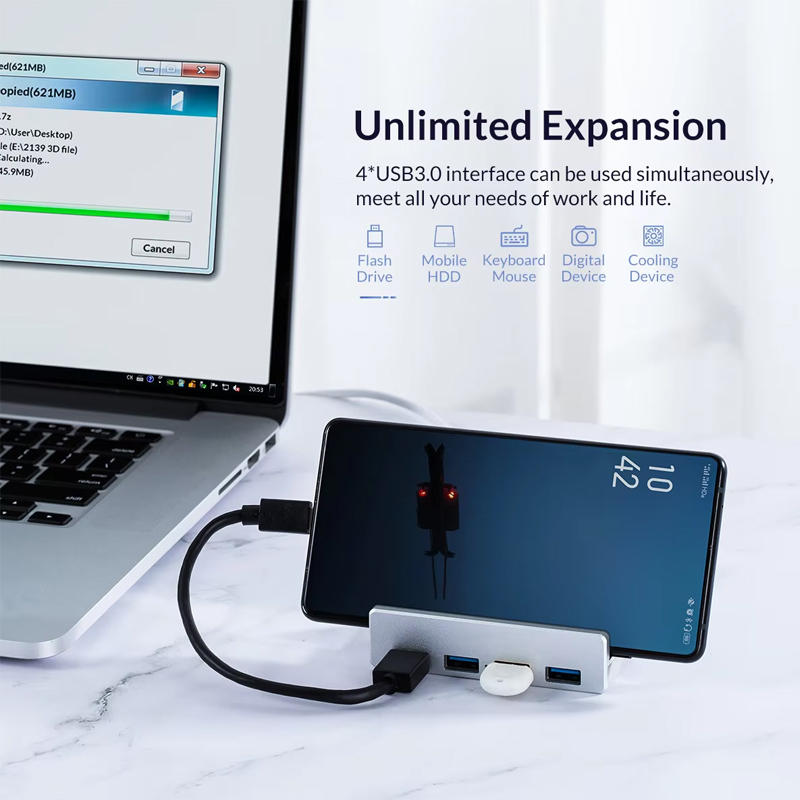 10Gbps USB3.2 Gen2 HUB USB3.0/2,0 adaptador divisor Universal externo Multi Clip Dock para iMac Macbook Dell Lenovo Desktop