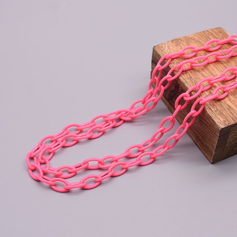 10/50 Uds. De cadena de eslabones acrílicos coloridos de 50cm de longitud, cadenas con cierre de langosta para cadena de ojos, accesorios de joyería, cadena de eslabones de plástico: 10 mm / Gris