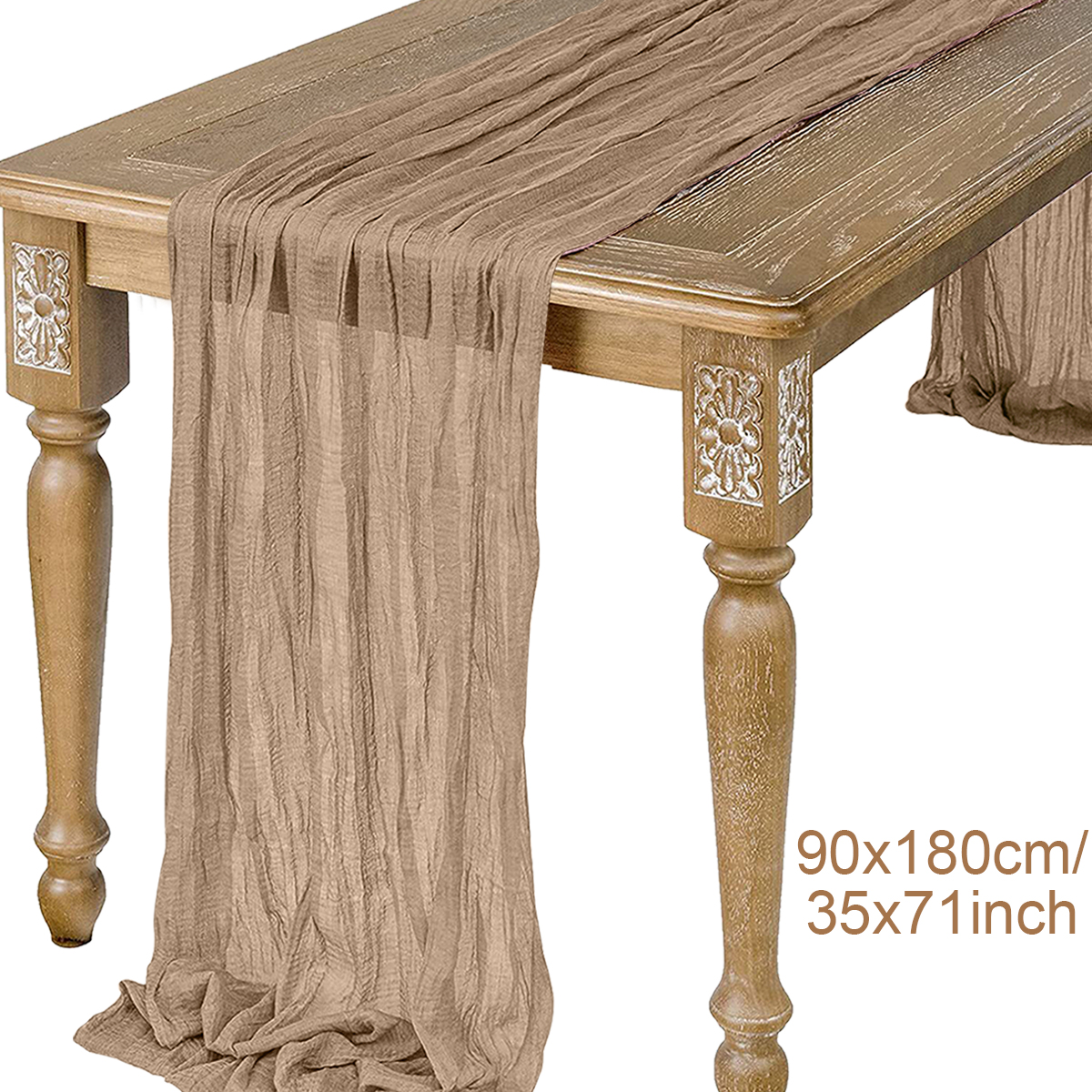 Halvtransparent gasbinda bordslöpare salvia ostduk bordsdukning matsal vintage bröllopsdekoration banketter valv retro boho inredning: Himmelsblå