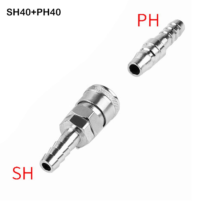 2PCS Iron Pneumatic Fitting Air Line Hose Compressor Connector Quick Release Coupler Air Line Fittings For 8mm Hose: SH40 PH40