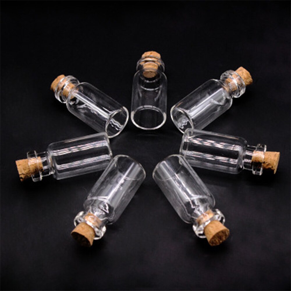 10pcs Mini Small Glass Bottles With Clear Cork Stopper Jars Tiny Wedding Vials 1/3/5/10/15/20mm Message Favor Containers Jewelry