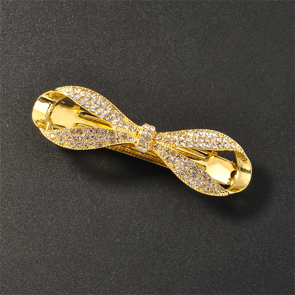 Prachtige haarspeld met strik van imitatiekristal voor dames, haarclips met strass-steentjes, haaraccessoires.: Geel