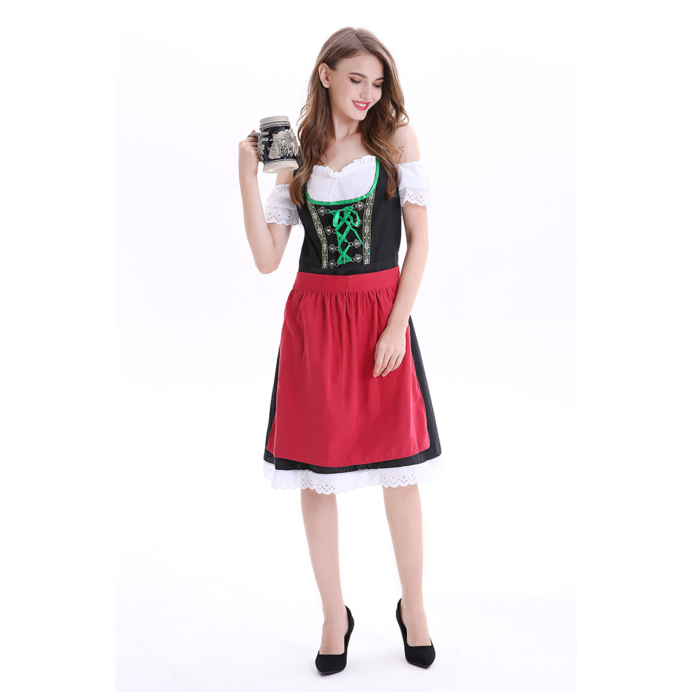 Germany Bavarian Oktoberfest Beer Girl Costume Maid Wench Fancy Dress Dirndl For Adult Women