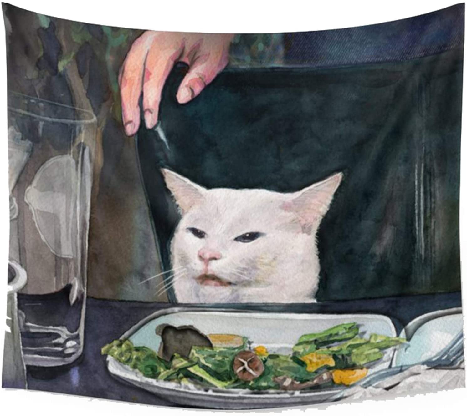 Tapestry Woman Yelling at Cat Meme Tapestry Wall Hanging Wall Art Home Decor for Bedroom,Living Room,Dorm Decor: 150x130cm