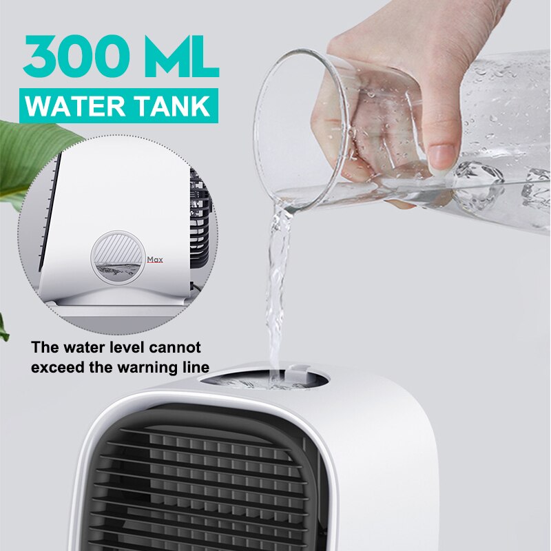 Mini climatiseur portable 7 couleurs led, humidificateur, purificateur, usb, refroidisseur d'air de bureau, ventilateur avec réservoir d'eau, 5v la maison