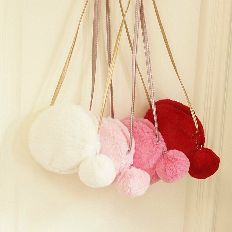 Schattige schoudertas van pluche voor kleine meisjes, schoudertasje, mini-haarzakje