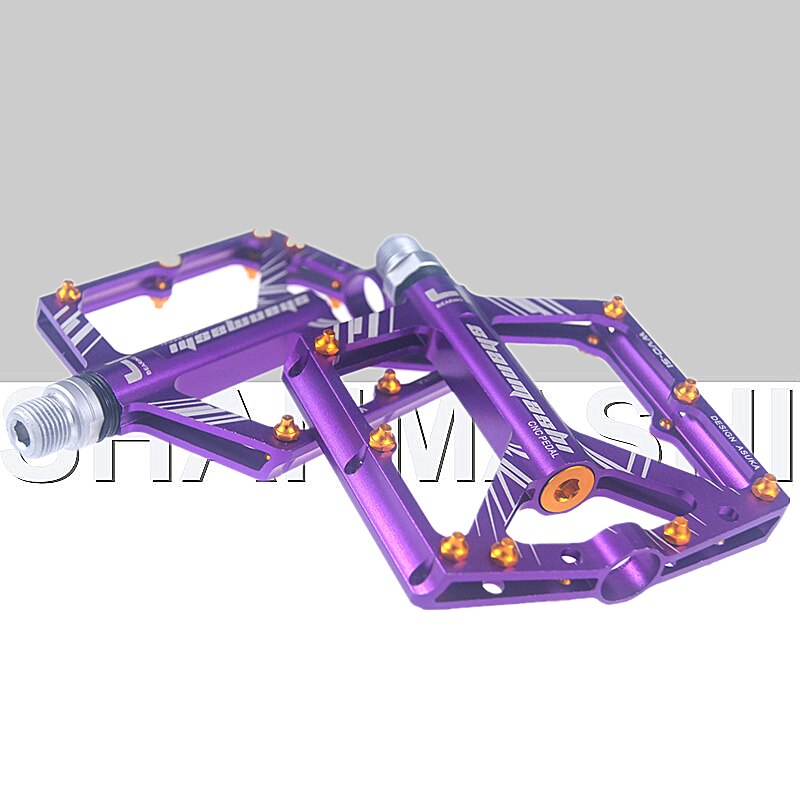 Aluminium Fiets Palin Pedaal Racefiets Pedalen Ultralight Mountainbike Pedaal Fiets 4-Lager Anti-Slip Pedaal Fiets accessoires: Purple