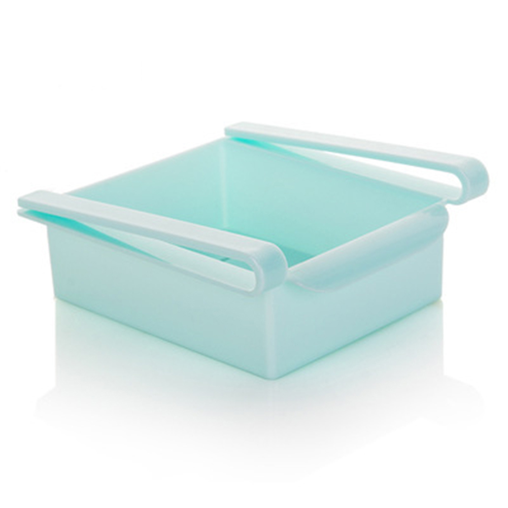 Køkken køleskab fryser glideskuffe type pladsbesparende mad frugt æg opbevaring arrangør rack hyldeholder plast opbevaringsskuffer: Blå