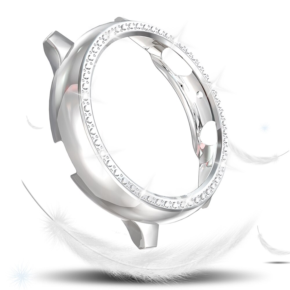 Film PC Case for Samsung Galaxy Watch Active 2 Cover 40mm 44mm Women Diamond Protector Shell Lightweight Bumper Active 40mm: Silver / Active2 40mm