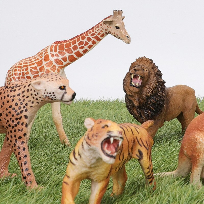 Simulation Ebene Figur Dekoration Kühlen Kollokation Pvc Modell Puppe Tiger Panda Giraffe Gepard Figur Biologische Spielzeug für freundlicher