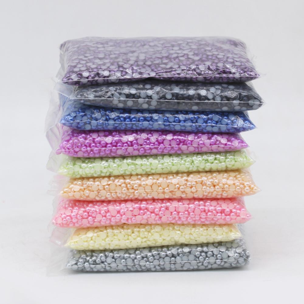 2mm 5000 Uds. Perlas falsas de respaldo plano ABS-Ropa y costura de diamantes de imitación de perlas-Scrapbooking confección de tarjetas perlas