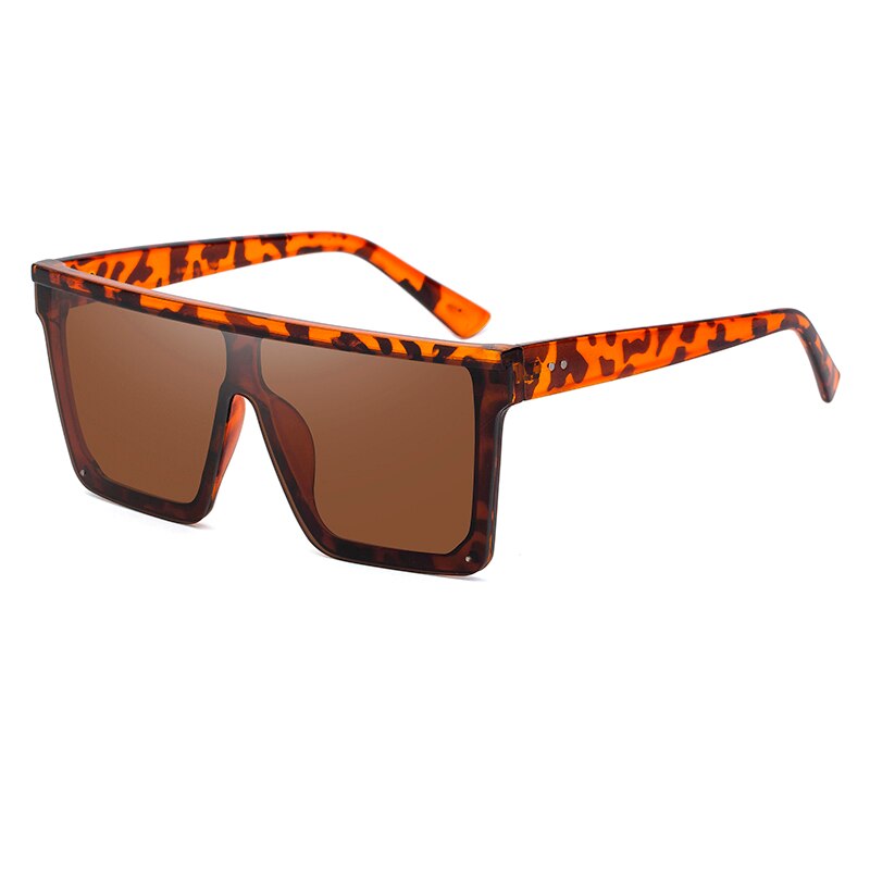 Gafas de sol cuadradas de gran tamaño para mujer y hombre, anteojos de sol unisex con marco grande, a la , con degradado Retro, Estilo Vintage, UV400, okulary: Leopard Brown
