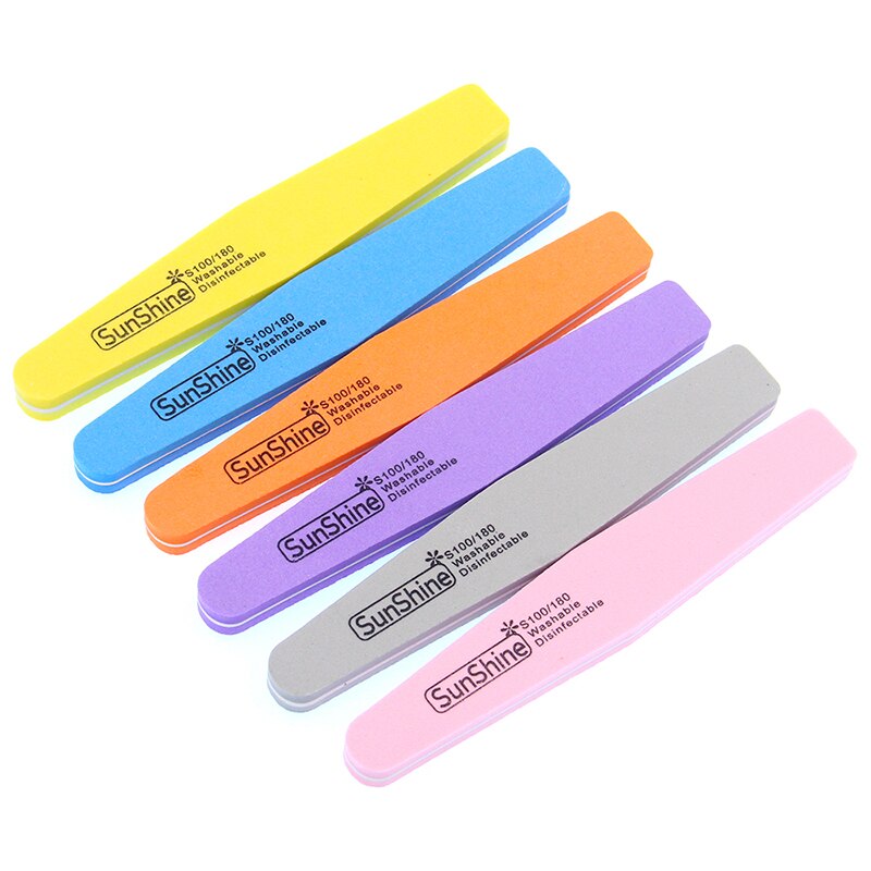 1 lime à ongles sunshine, éponge, polissoir à ongles diamant, lavable, 100/180 polissoirs à ongles pour outil de décoration des ongles