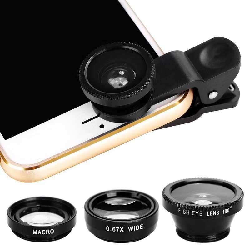 Cámara Universal para teléfono móvil, lente ojo de pez 3 en 1, lentes Macro de gran angular para iPhone, Samsung, Huawei, Xiaomi: obiektyw do telefonu