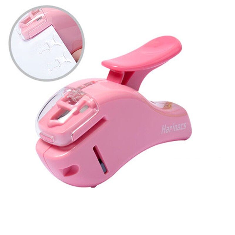 KOKUYO Staple-Free Stapler Harinacs Press SLN-MSH/MPH Embossing Needleless Safe And for Office, Student: MSH305 pink