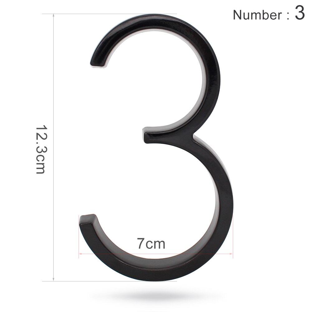 5" Floating House Number Metal Modern Home Number Garden Door Mailbox Decor Letter with Nail Kit Coated Black Visibility Signage: Number 3