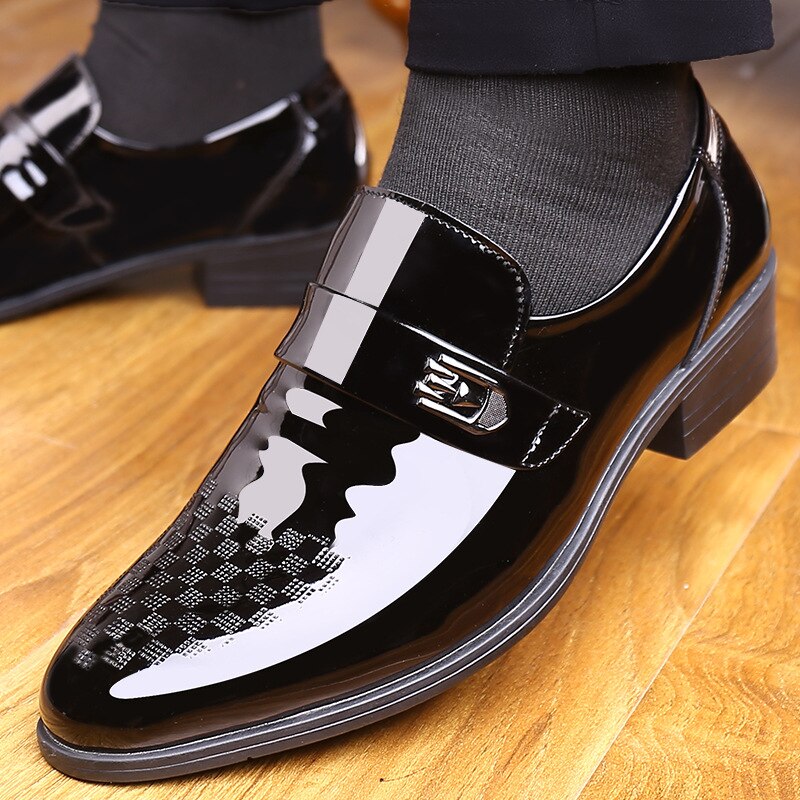 Patent Leather Loafers Men Shoes Formal Wedding Dress Shoes for Men Italian Shoe Black Men Business Leather Shoes Man