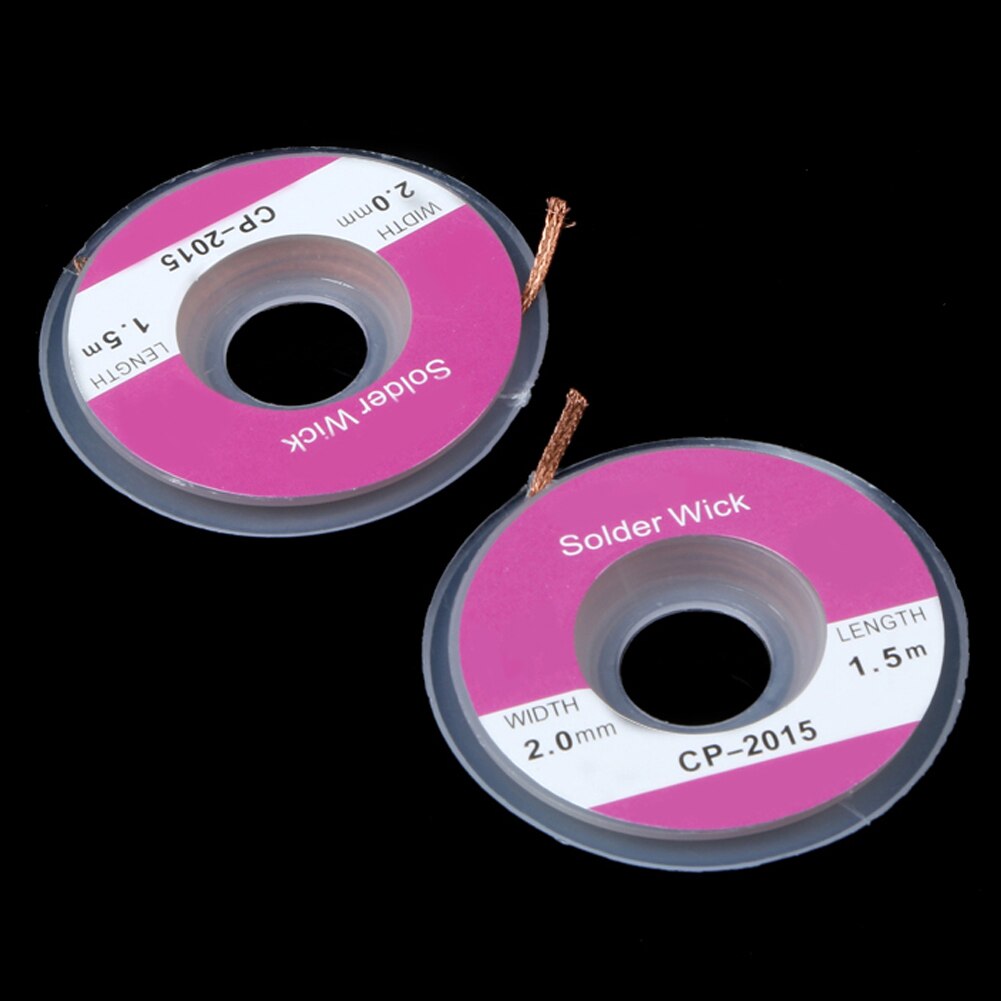2 stk 1.5m x 2.0mm kobber lodde væge fjerner aflodning fletning lodde fjerner suger flux væge kabel