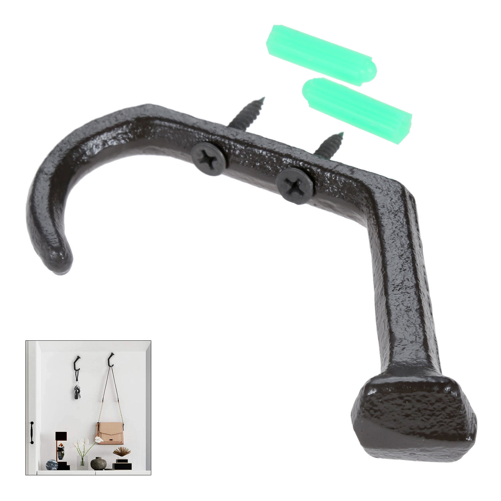Ganchos grandes de hierro fundido para colgar ropa, abrigo, sombrero, bolsa, toalla, colgador de pared para baño, 4/6/8/10 Uds.