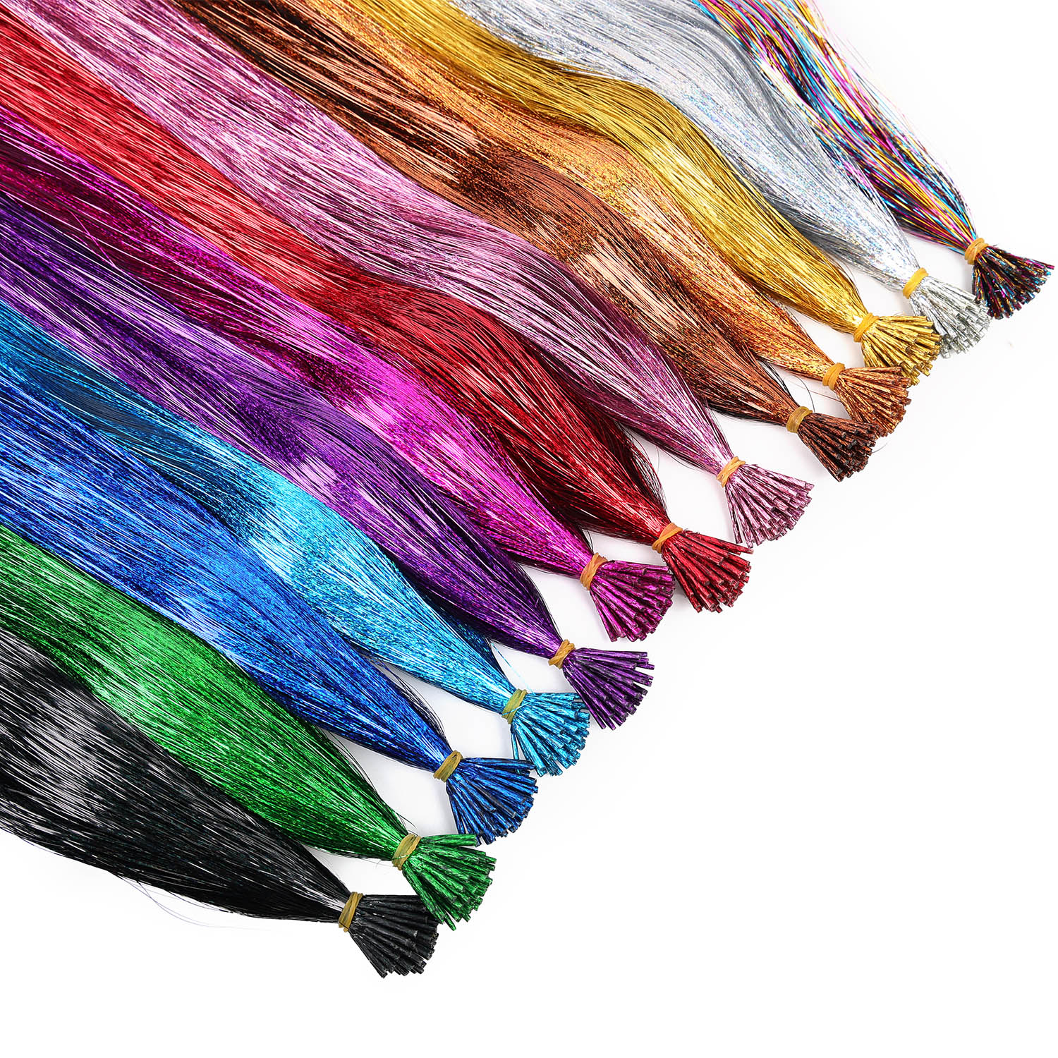 50 stks Synthetische I Tip Klatergoud Hair Extensions Glitter Klatergoud Haar Fee Haarstukjes Party Dazzle Haaraccessoires Voor Vrouwen Meisjes