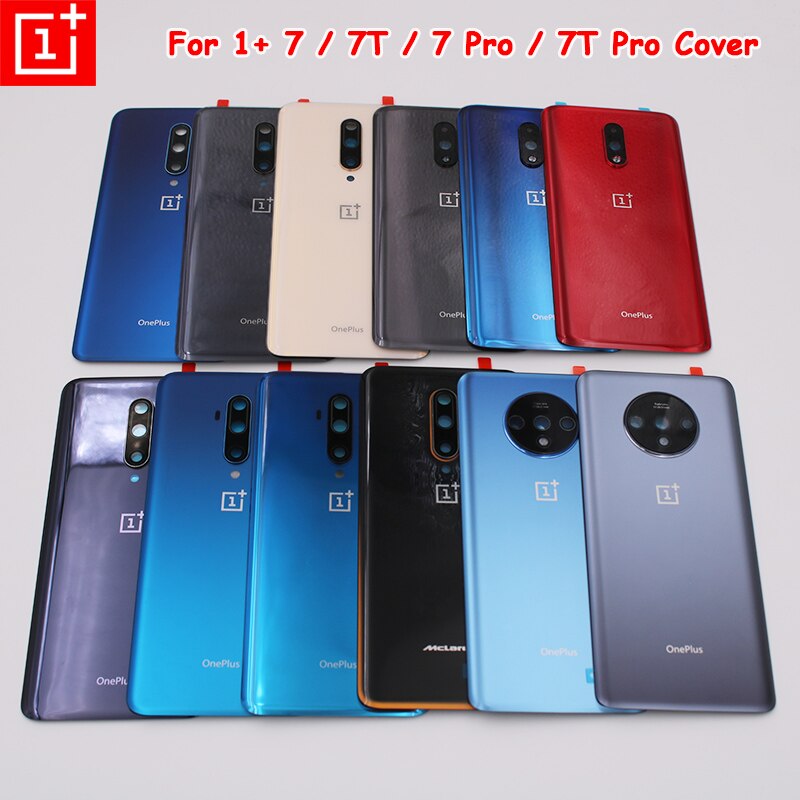 Original Oneplus 1 + 1 + 7 T 7 T carcasa trasera de vidrio de la puerta trasera Reparación de reemplazo de teléfono caso 7 7 T Pro con lente de la cámara