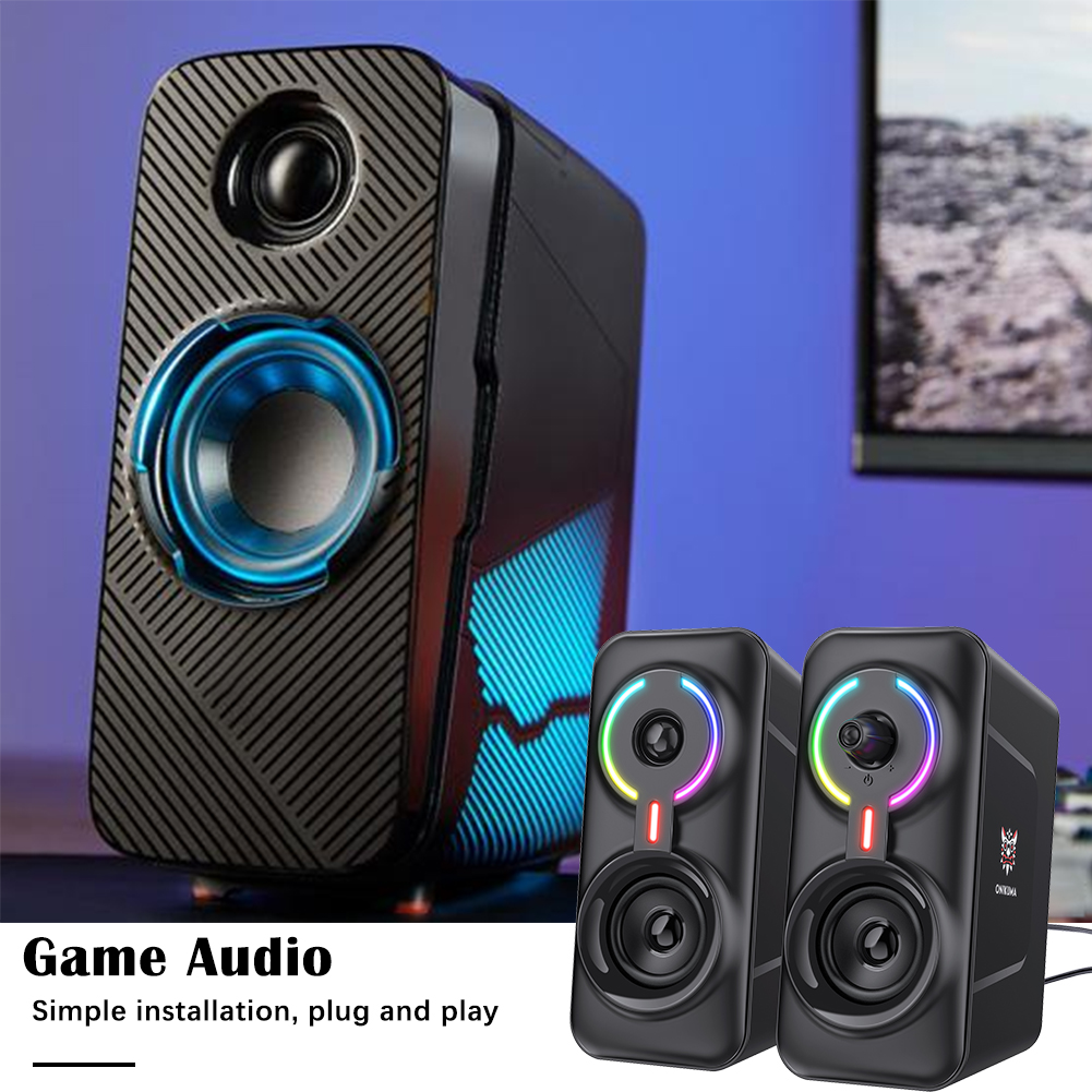 ONIKUMA L6 przenośne głośniki przewodowe do gier Bluetooth Stereo LED Subwoofer komputer stacjonarny PC Laptop 3.5mm Jack voice box