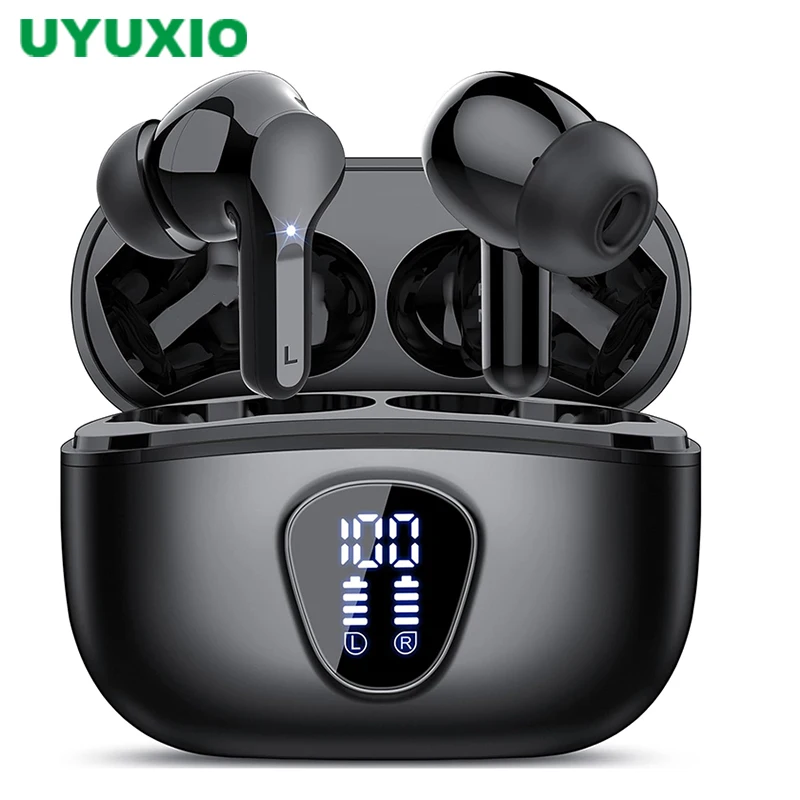 Wireless Earbuds BT5.3 Headphones HiFi Stereo EarBuds with ENC Noise Cancelling Mic 48H LED Display IP7 Waterproof Earphones: Default Title