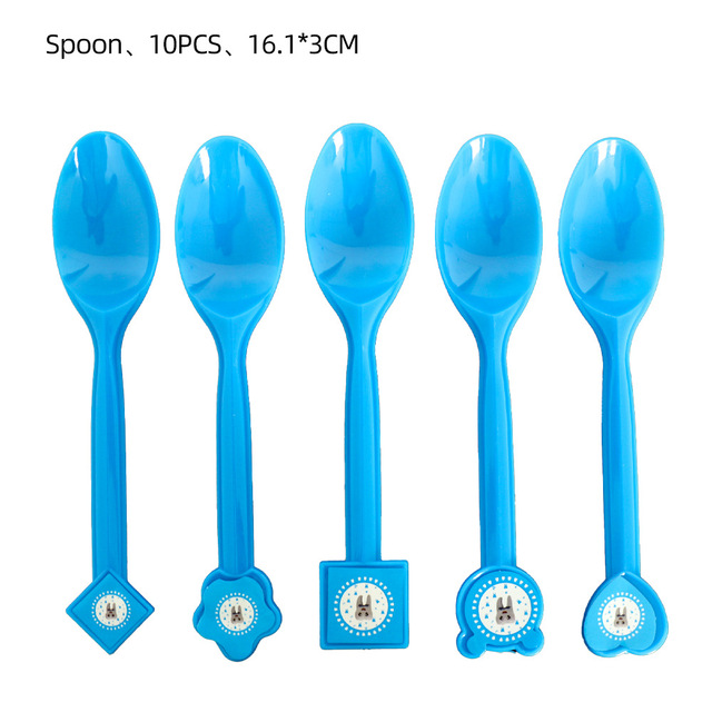 1set Boy/Girl My First Tooth Party Decor Supplies Disposable Tableware Paper Plates Cups DIY Baby Shower Birthday Tooth Balloon: spoon 10pcs