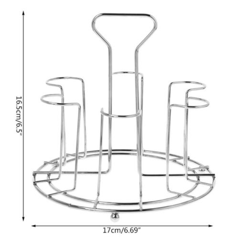1xMetal Mug Tree Holder 6 Cups Coffee Tea Glass Cup Rack Storage Stand Drain