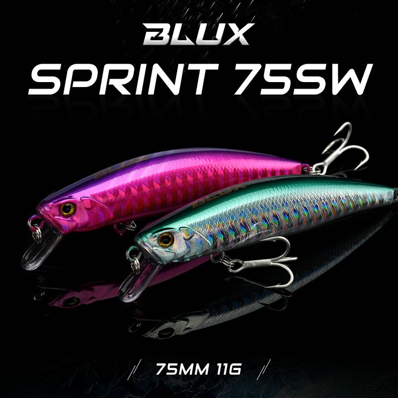 BLUX SPRINT 75SW-señuelo de pesca de peso fijo, piscardo que se hunde, 75mm, 11G, armado con anzuelo BKK Wobbler, aparejos de cebo para trucha, Roca, orilla