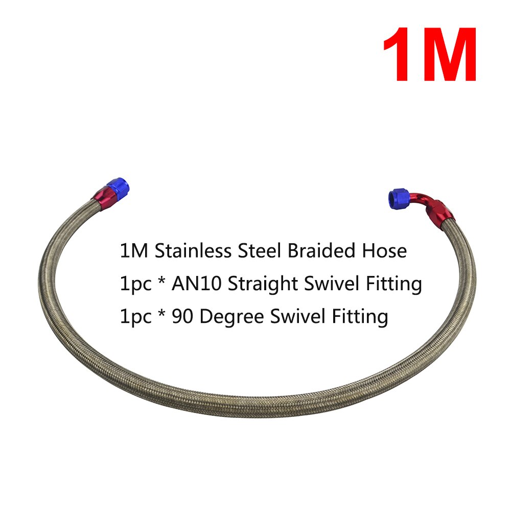 1M/1.2M/1.4M AN10 Rvs Gevlochten Of Gevlochten Stookolie Line + Straight Swivel fitting + 90 Graden Wartelfitting: 1m stainless braided