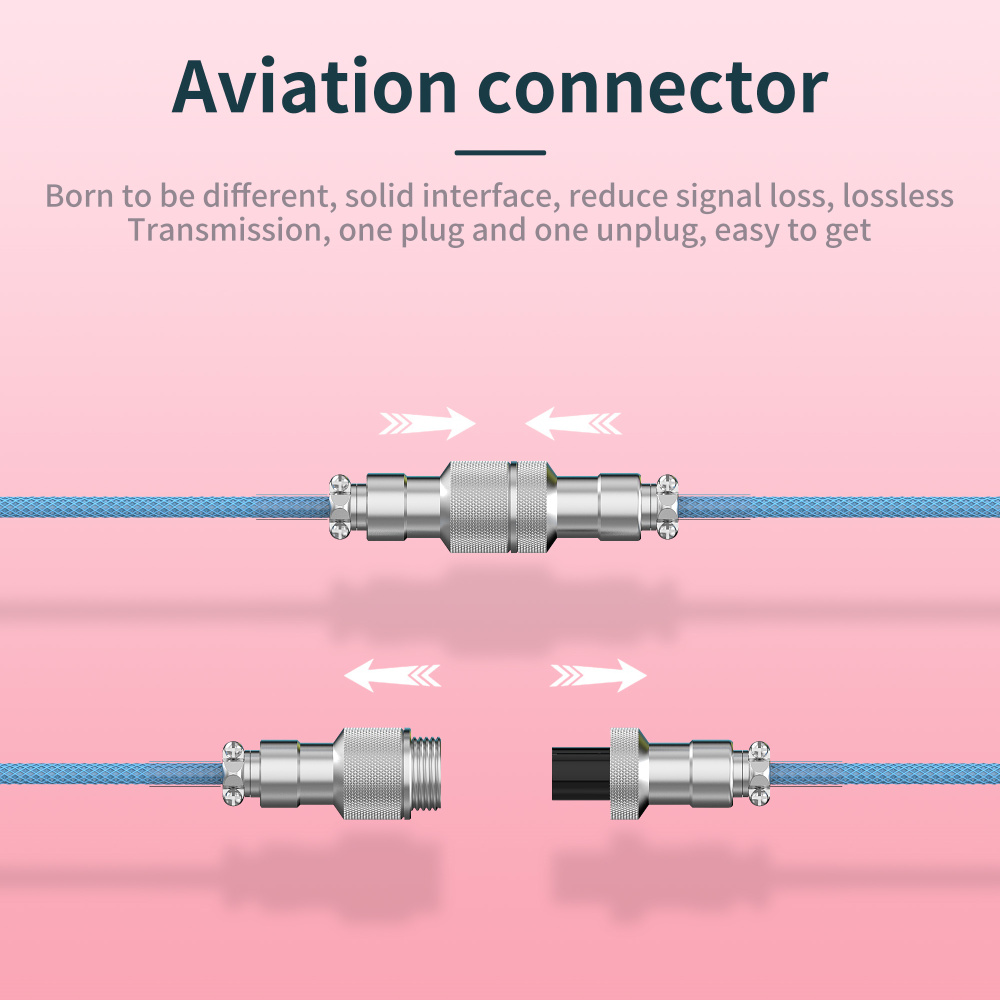 Câble enroulé pour clavier mécanique, câble d'aviateur de type C vers connecteur USB, câble d'aviation pour accessoire de clavier de jeu