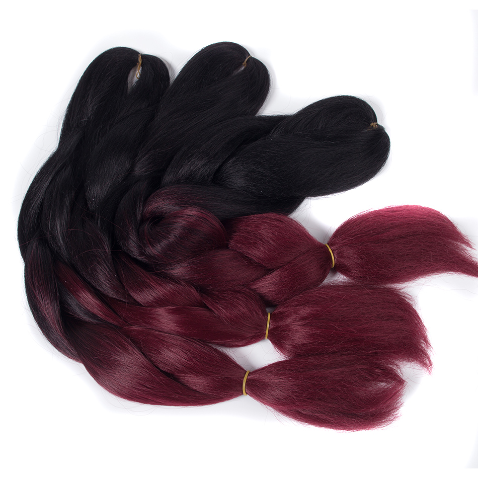 Qp Haar Twee Tone Gekleurde Gehaakte Vlechten Haar 24 &quot;(60Cm) 100 G/stk Synthetische Ombre Jumbo Vlechten Hair Extensions