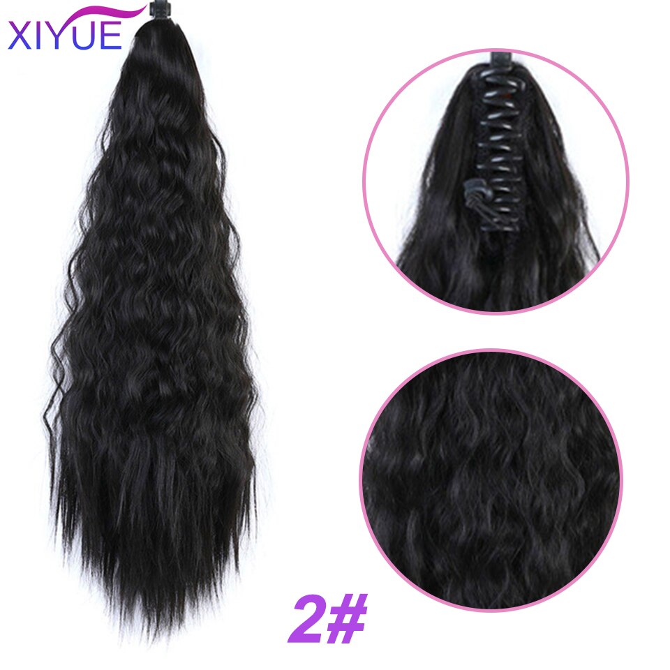 XIYUE Short Wavy Hair Ponytail Extensions Synthetic Claw Ponytails Light Brown/Dark Brown/Black Color Women's Hairpieces: ZJ0022A-2 / 22inches