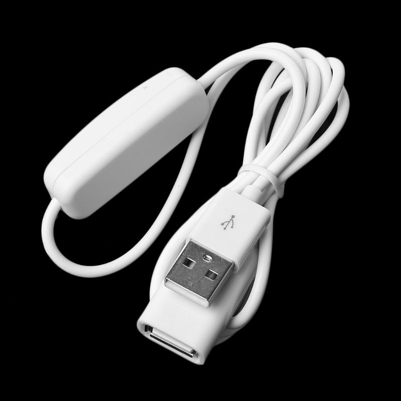 1 stk 2m usb hvit kabel mann til kvinne med slå på / av kabelforlengelsesbryter til usb-lampe usb vifte strømledning