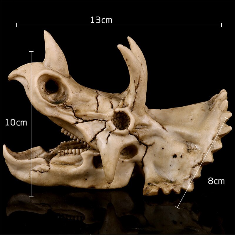 Dinosaur Skull Skeleton Head Resin Figurine Sculpture Triceratops Craft Statues for Decoration Halloween Home Decoration