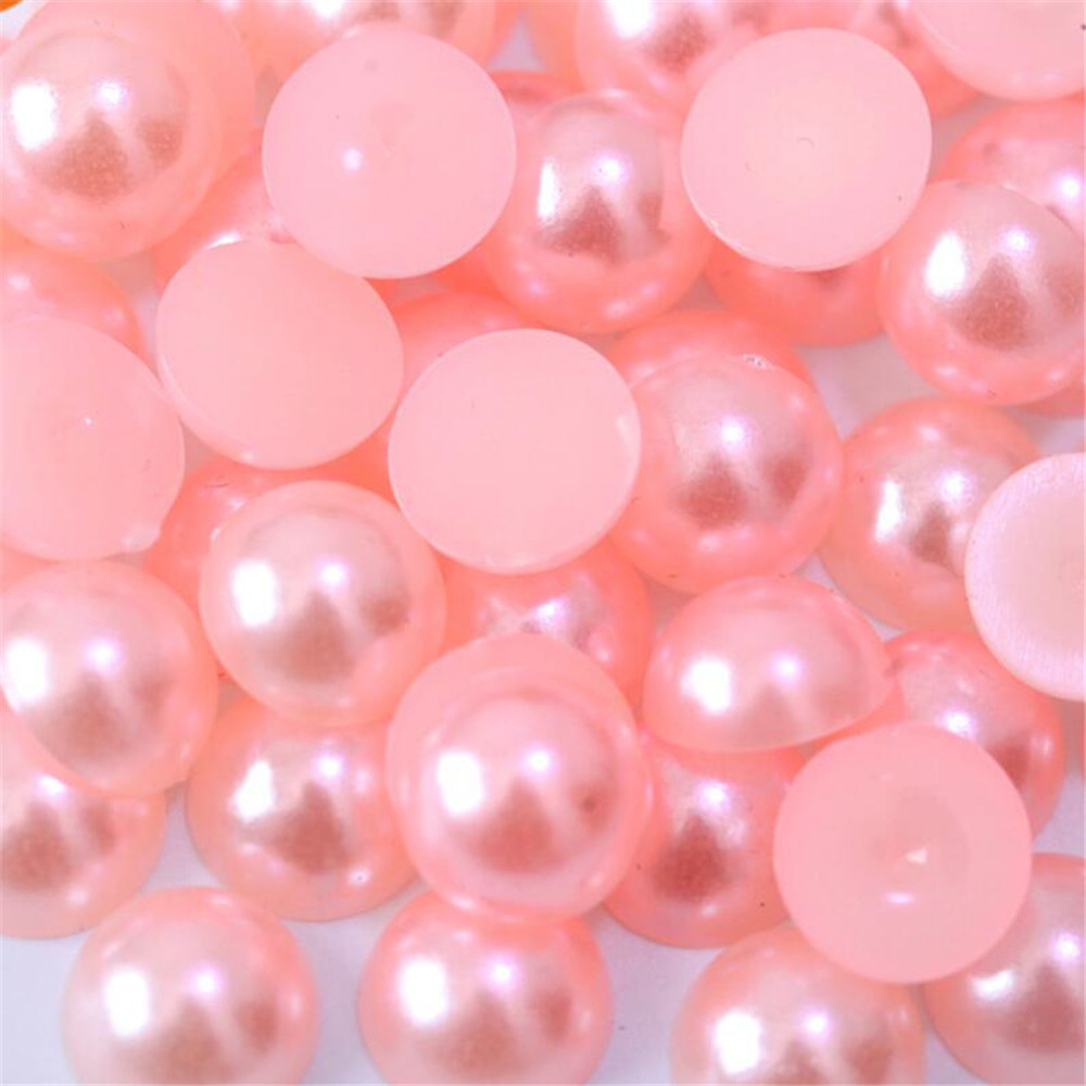 Size 1.5mm-14mm Lt Pink Color Half Round Flatback Pearl Bead Loose DIY ABS Plastic Imitation Half Pearl Nail Arts Decoration