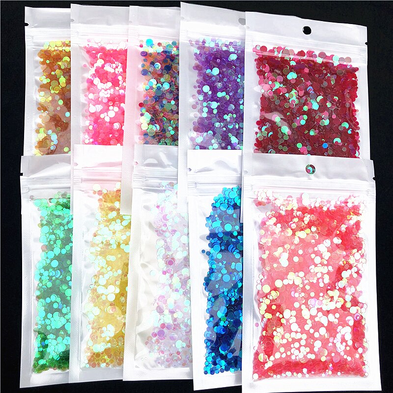 20 G/partij 4000Pcs Transparante Dot Vorm Pailletten Multi Size 2-4Mm Ronde Pailletten Pailetten Nagels, bruiloft Decoratie Confetti