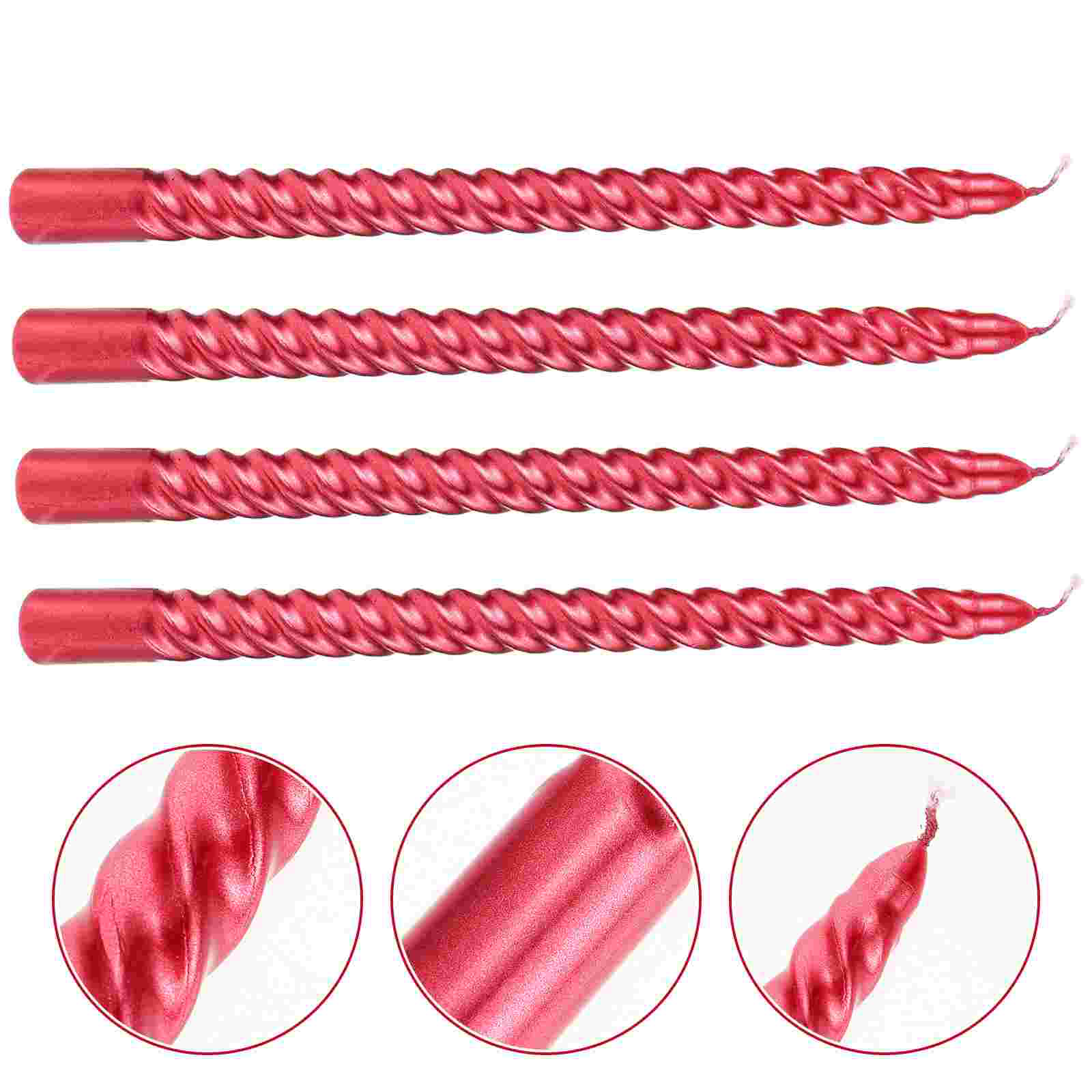 Castiçais com rosca colorida, 4 unidades, material resistente, seguro, prático, excelente textura, fácil de usar, atmosfera quente, dia dos namorados: Vermelho