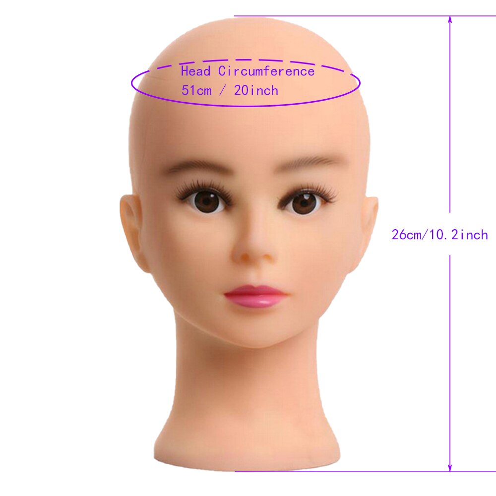 Bald Mannequin Head Stand Soft PC Really 3D eyes manikin head Wig holder for Wigs Display Hat Display Glasses Display: D