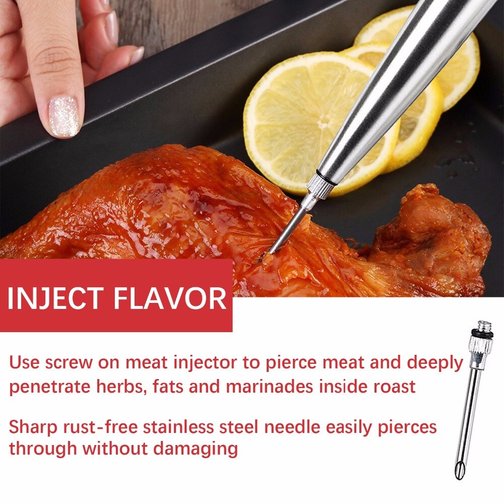 Edelstahl Huhn Türkei Baster Fleisch Spritze Marinade Injektor Einschließlich Nadel Und extra Pinsel BBQ Küche Assessoies