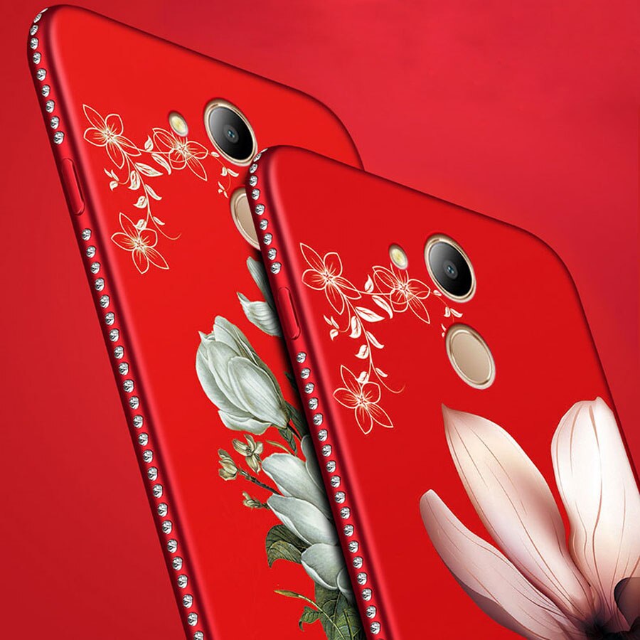 JFVNSUN Rhinestone Case Voor Huawei Honor 6C Pro Soft TPU 3D Reliëf Bloem Patroon Beschermhoes voor Huawei Honor 6C pro Gevallen