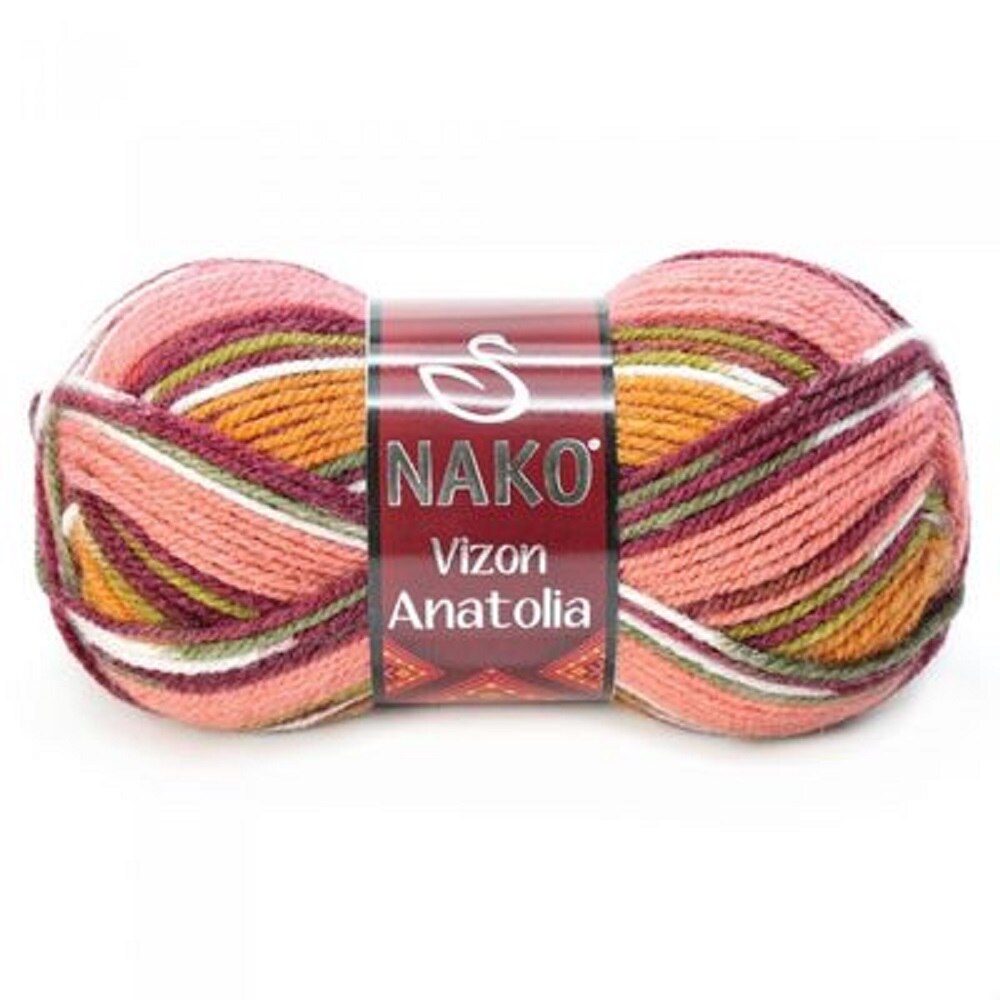 Nako Vizon Anatolia Yarn Dıy Knitting Rope Yarn Multicolor Shawl Cardigan Scarf beanie colored rope Soft 100% Premium Acrylic