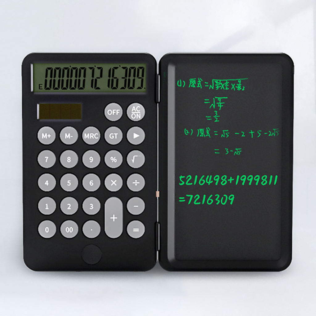 Calculator Writing Tablet Black Memo Pads Standard 12 Digit Hand-Held Battery Desktop Calculators for Home Kids Students