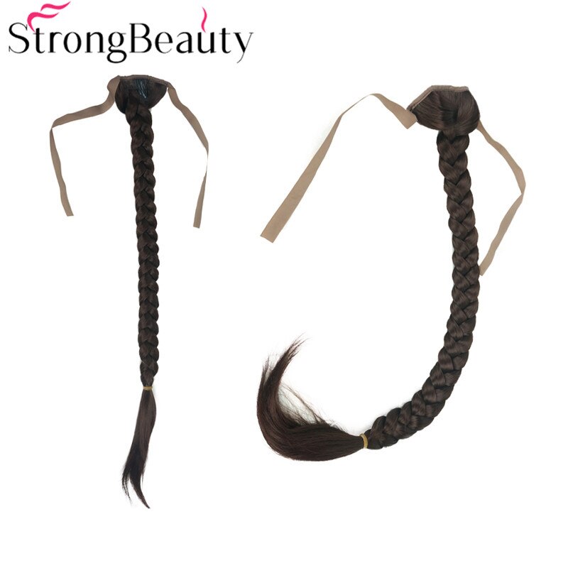 Strongbeauty lang fiskehale fletning hestehale forlængelse syntetisk bindebånd hårstykke 16 farver: 33